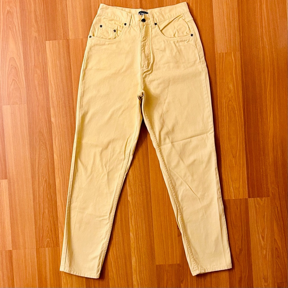 Vintage 80s Honors high-waisted light yellow mom jeans